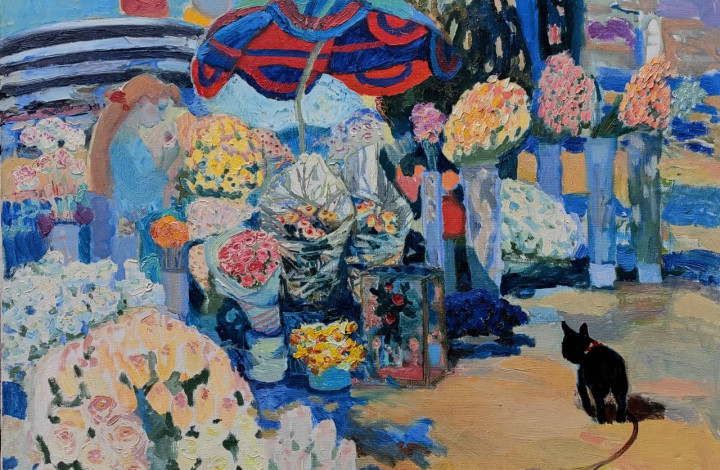 Марина Андриевская "Цветочный рынок в Париже". Холст, масло. Стоимость 9.000 долларов. 